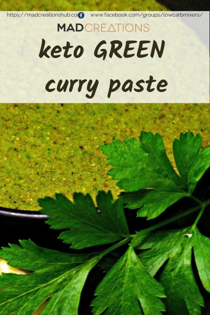 Green curry paste in a black bowl