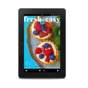 Fresh & Easy Keto Christmas eBook cover by megan Ellam on a black ipad.