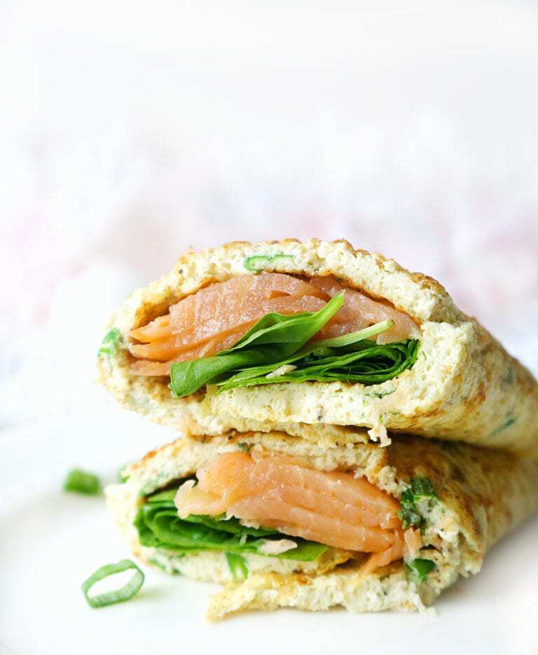 Smoked salmon wrapped in an omelette