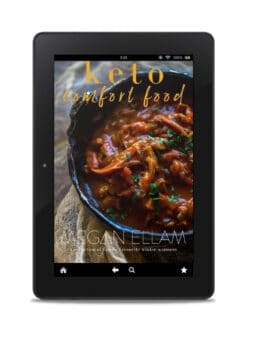 Keto Comfort Food eBook cover on a black iPad.
