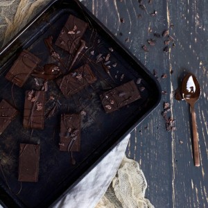 Chocolate fudge in a tray