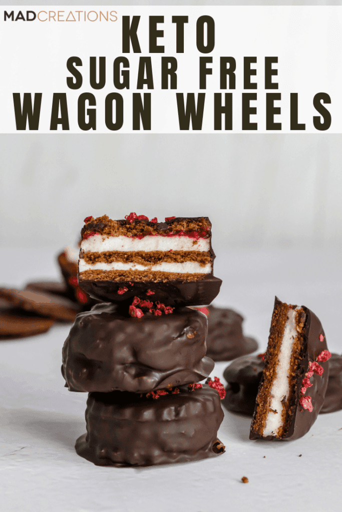 chocolate wagon wheels in a stack