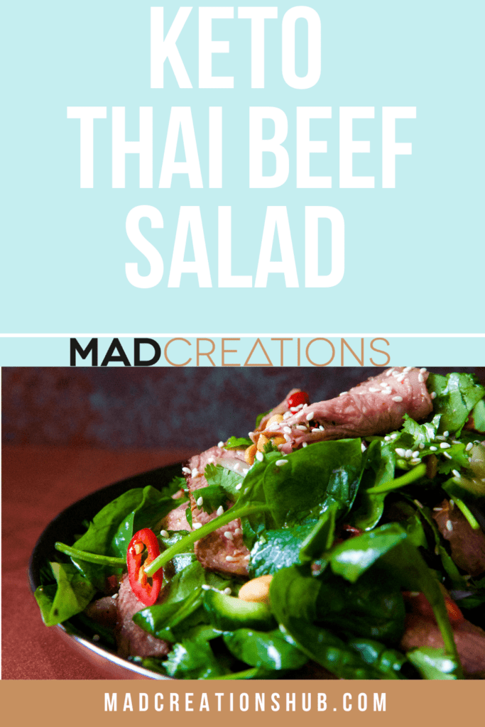 Keto Thai Beef Salad on a brown plate