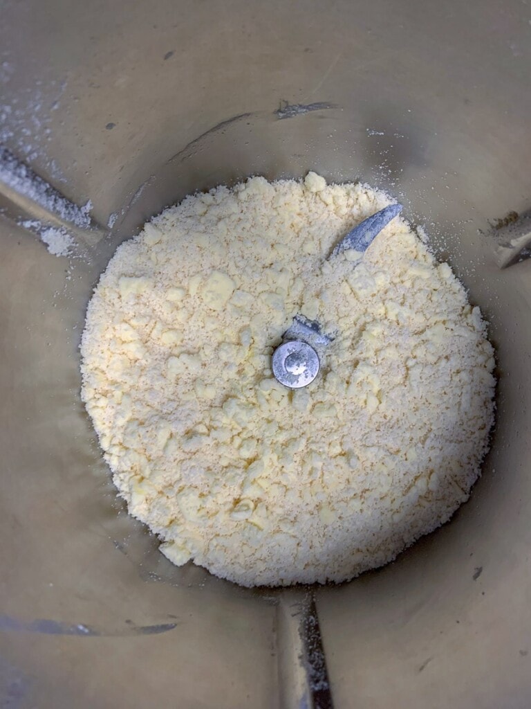 Breadcrumbs of pie crust process shot