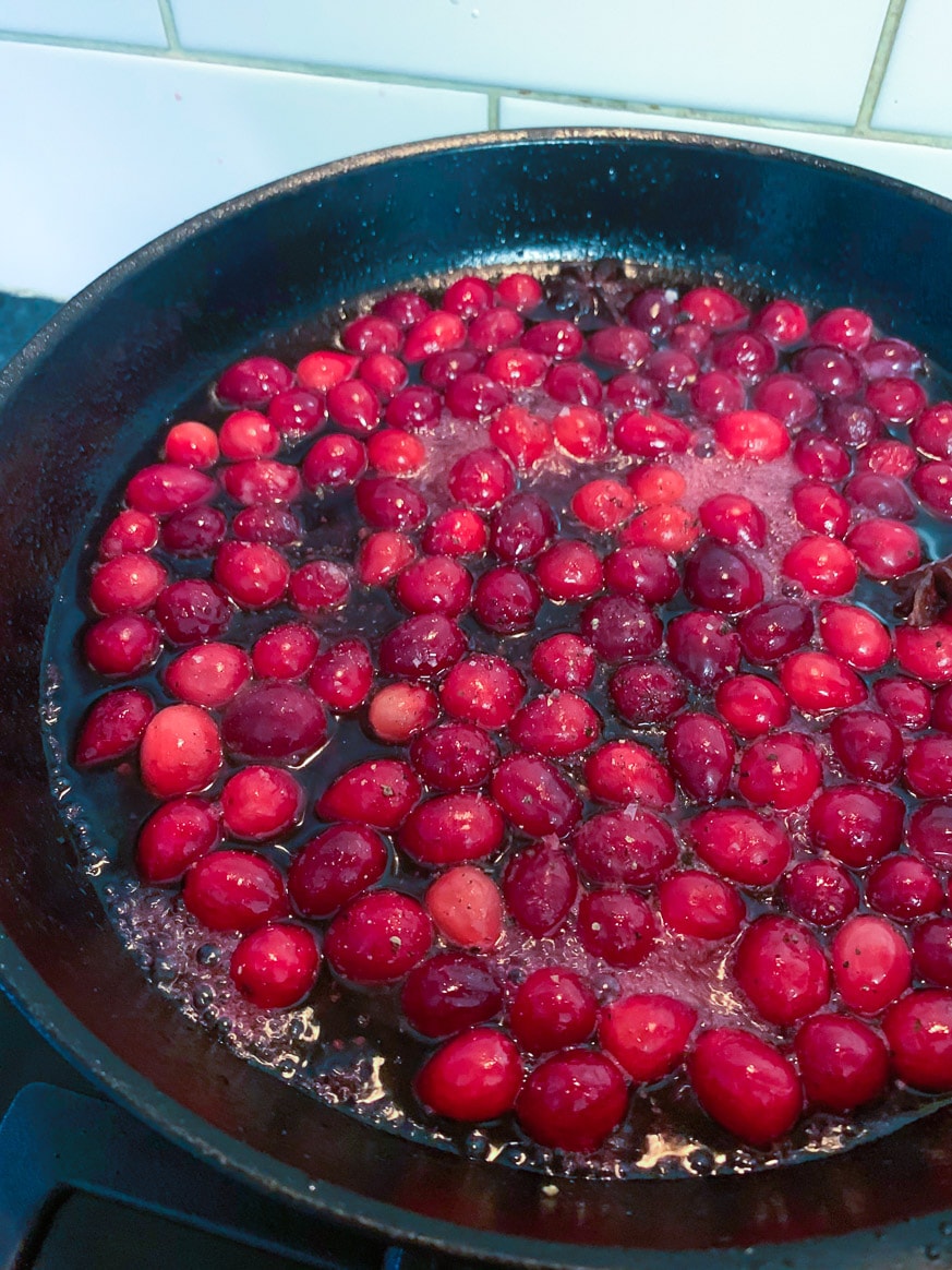 cranberries in a frying pan