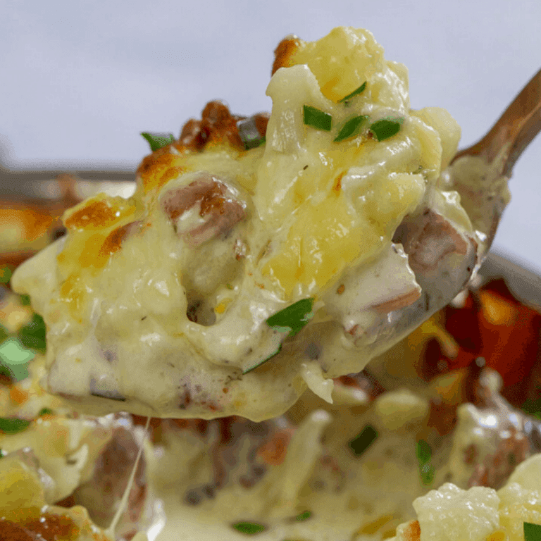 Spoonful of cauliflower mac and cheese