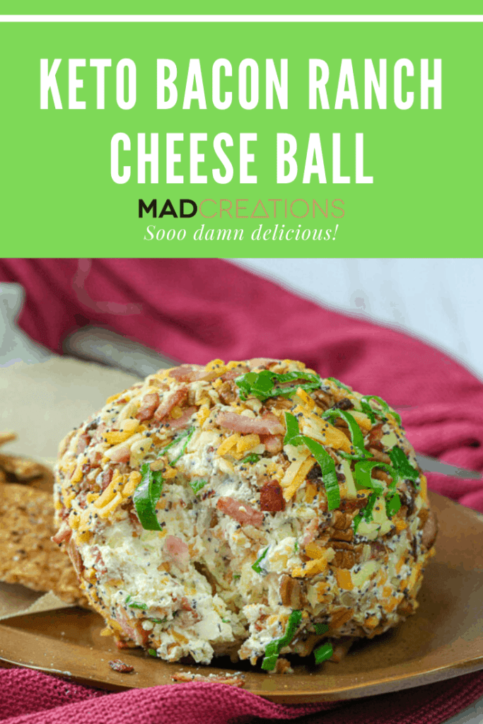 Bacon Ranch Cheese ball on a brown plate