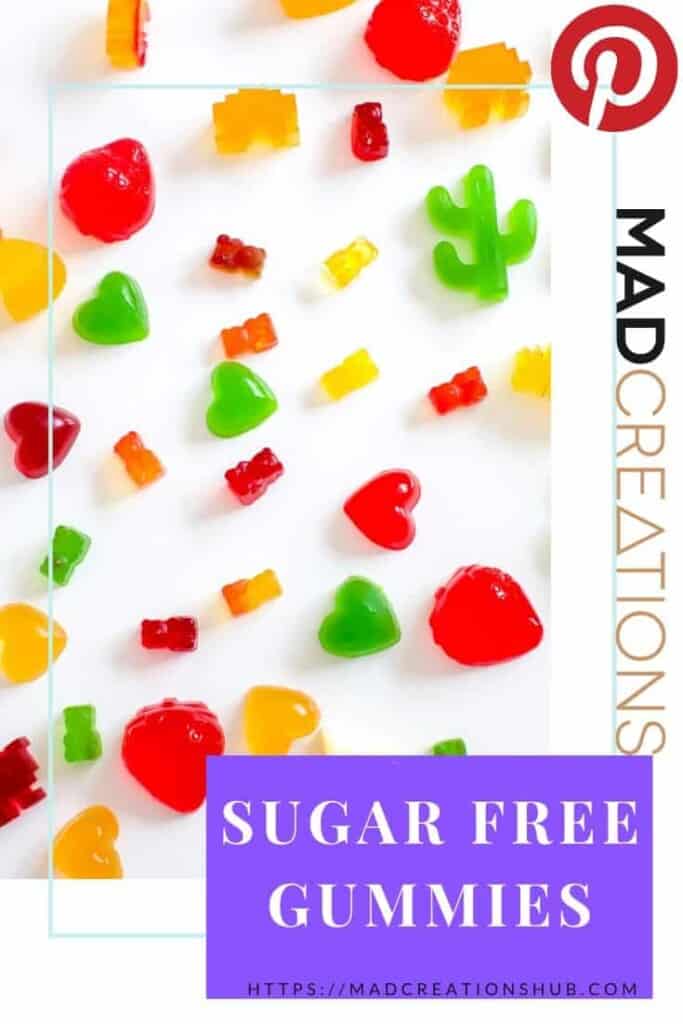 Sugar Free Gummies of all colours on white table