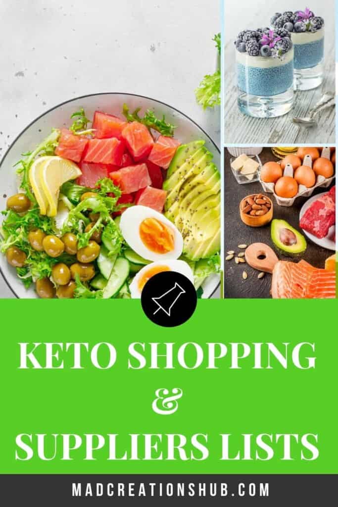 3 images of keto foods on a pinterest banner