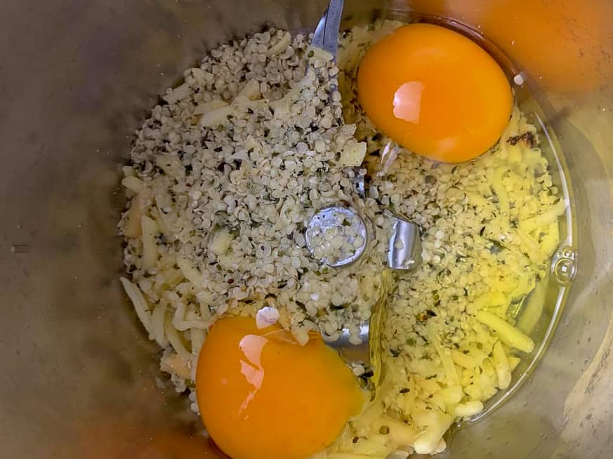 eggs hemp and cheese in a thermomix bowl