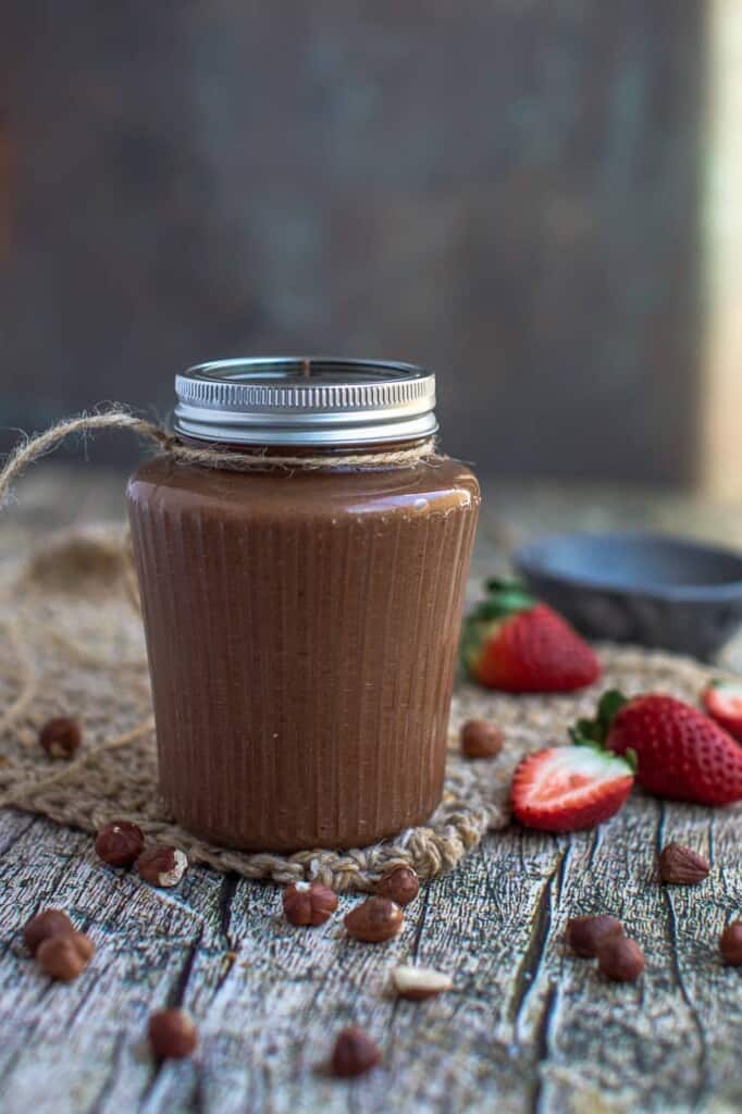 jar of keto nutella with berries on the side