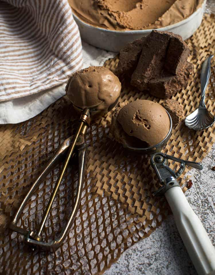 Keto Chocolate Ice Cream in ice cream scoops
