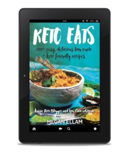 Keto Eats eBook cover on a black ipad.