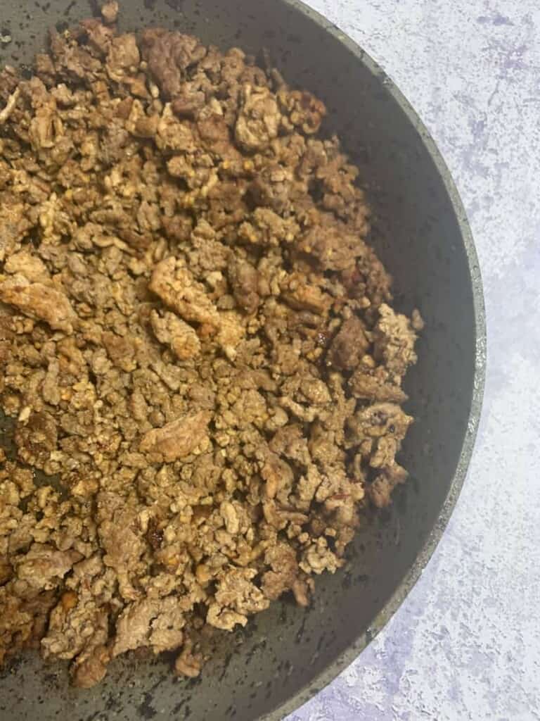 Beef mince in a frying pan