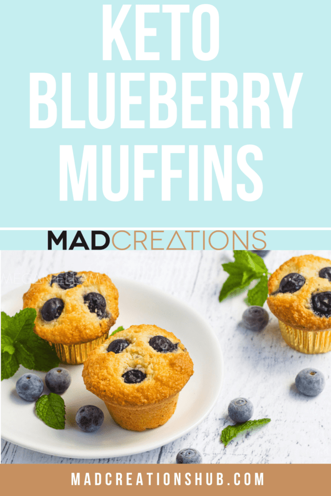 two muffins on a white plate with blueberries scattered