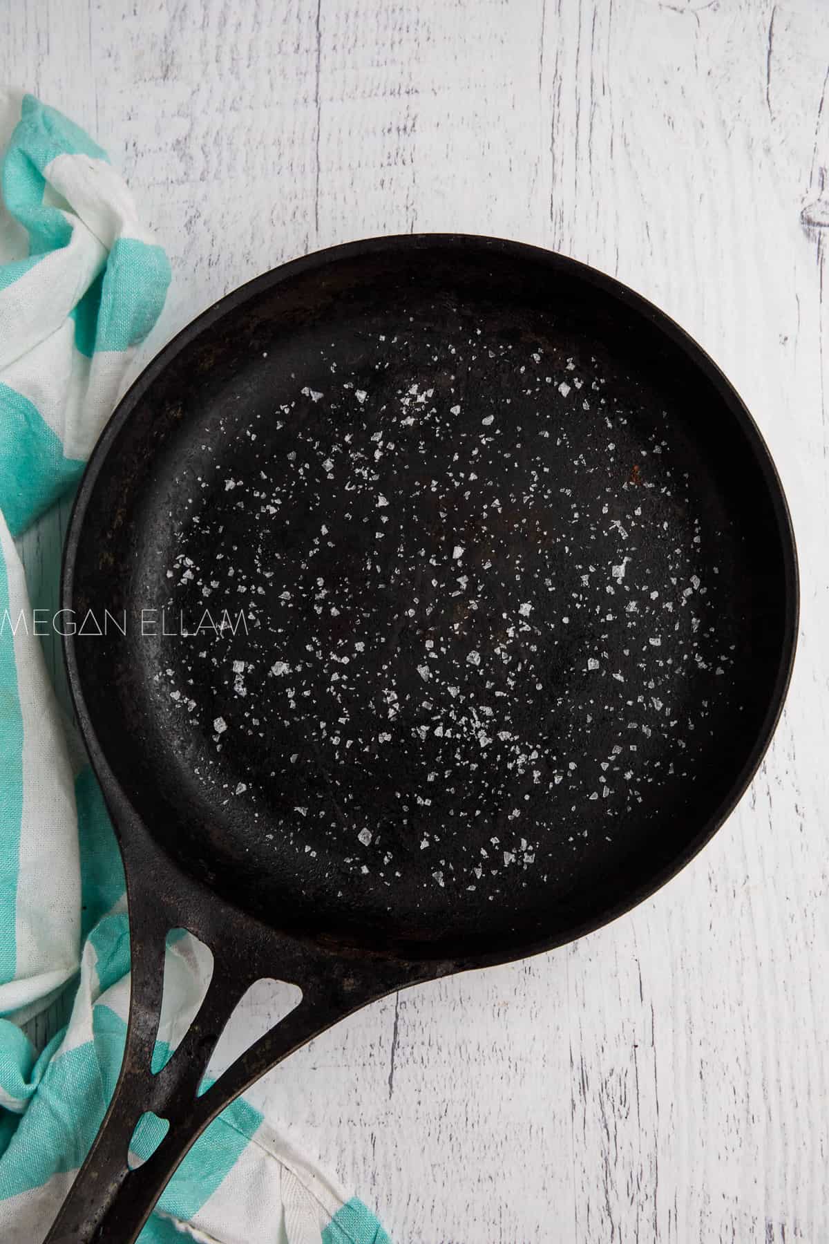 A salted frying pan.
