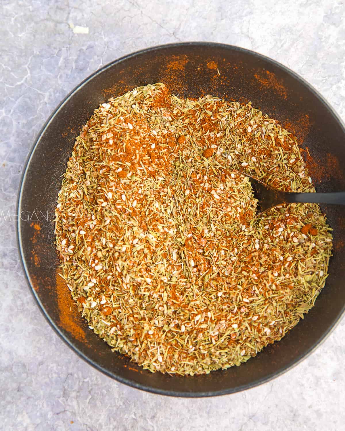 za'atar spices in a large bowl.