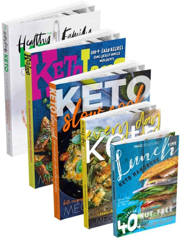MAD Keto Cookbook Collection covers stacked in a row.