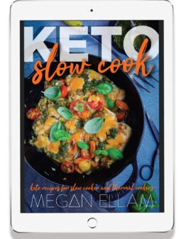 An ipad with Slow Cook Keto cookbook cover on it.