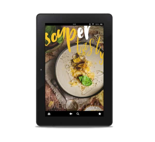 Souper Tasty eBook cover on a black iPad