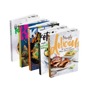 A 5 pack of cookbooks on a white background.