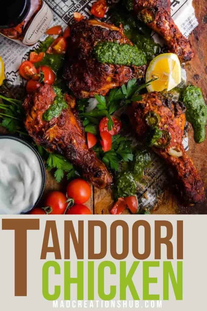 Tandoori chicken on a Pinterest Banner.
