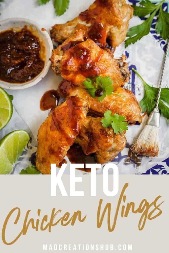 Keto Chicken Wings on a Pinterest banner.