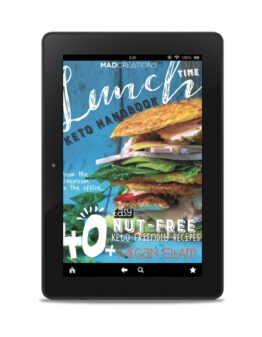 Lunch Time Keto by Megan Ellam eBook on a black tablet.
