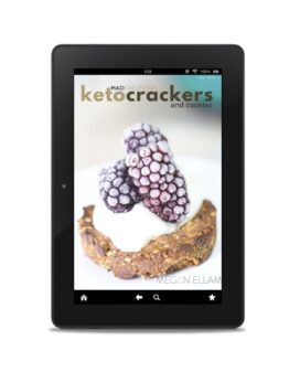 Keto Crackers eBook by Megan Ellam on a black tablet.