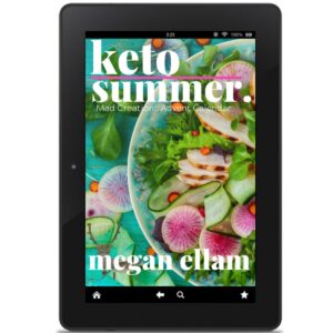 Keto Summer eBook by Megan Ellam eBook on a black tablet.