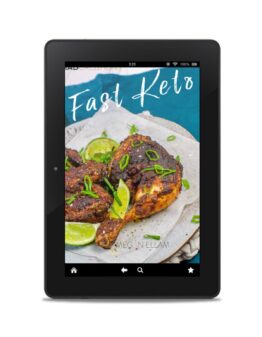 Fast Keto Meal Plans by Megan Ellam ebook on a black tablet.
