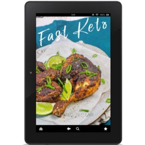 Fast Keto Meal Plans by Megan Ellam ebook on a black tablet.