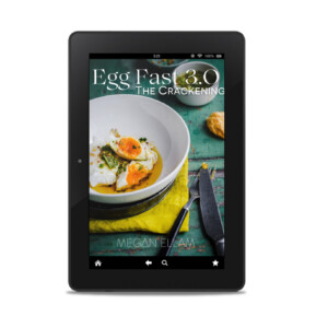 Egg Fast 3.0 eBook - The Crackening cover on a black ipad.