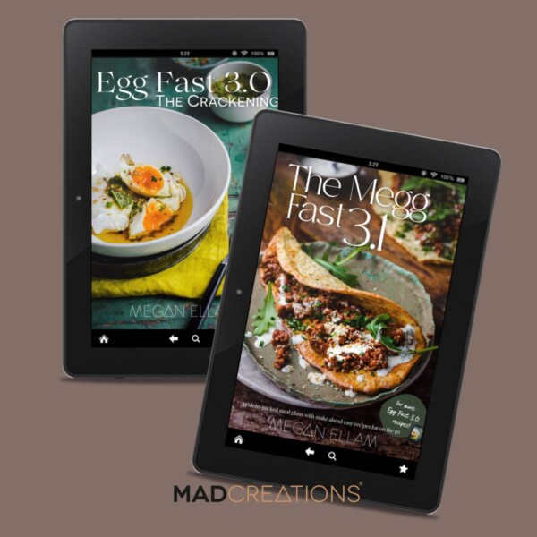 The Megg EF3 eBook Combo with two ipads and each ebooks cover on them.