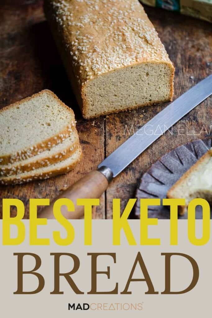Best Keto Bread Recipe Pinterest banner with title.