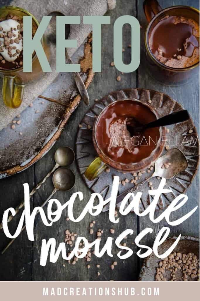 Chocolate mousse on a Pinterest banner.